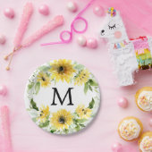 サンフラワーガーデンモノグラム紙プレート ペーパープレート (パーティー)