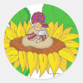 サンフラワーガールウクライナフォークアート ラウンドシール (正面)