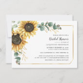 サンフラワーグリーナリーユーカリフローラブライダルシャワー 招待状 (正面)