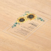 サンフラワーグリーンフローラブライダルシャワー アクリル招待状 (レイダウン)