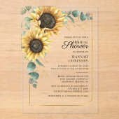 サンフラワーグリーンフローラブライダルシャワー アクリル招待状 (正面)