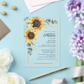サンフラワーグリーンフローラブライダルシャワー アクリル招待状 (インサイチュ (ウェディング))
