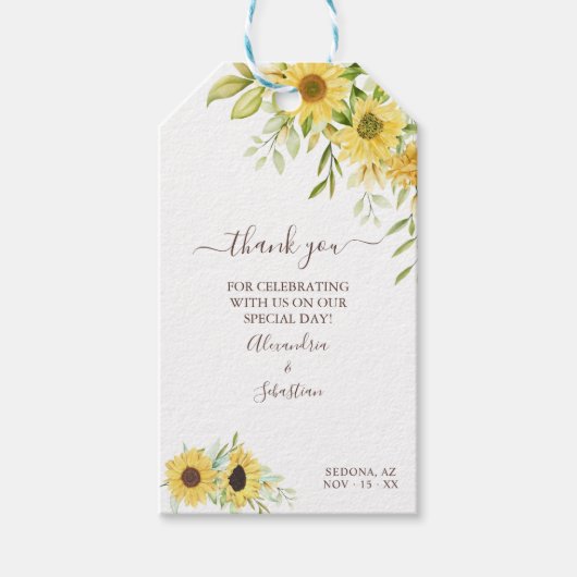 サンフラワーグリーン結婚の ギフトタグ (正面)