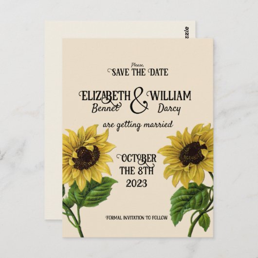 サンフラワーコテージコアヴィンテージ保存日 ポストカード (正面/裏面)