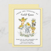 サンフラワーサファリベビーシャワーサンキューカード 招待状 (正面/裏面)