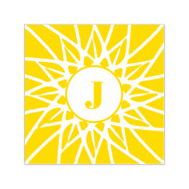 サンフラワーサンシャインヒマワリイニシャルモノグラム セルフインキングスタンプ