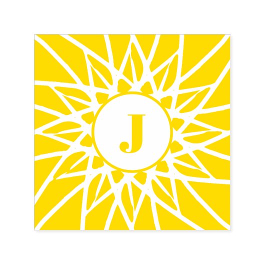 サンフラワーサンシャインヒマワリイニシャルモノグラム セルフインキングスタンプ (デザイン)