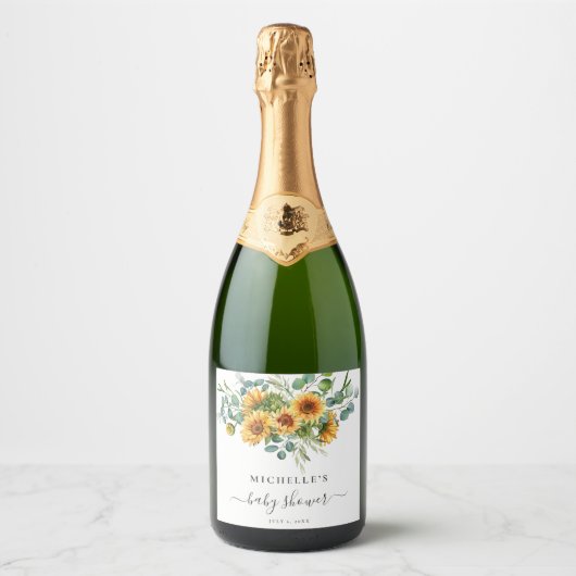サンフラワーサンシャイン秋ベビーシャワー スパークリングワインラベル (正面)