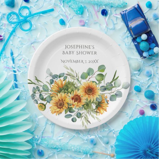 サンフラワーサンシャイン秋ベビーシャワー ペーパープレート (パーティー)