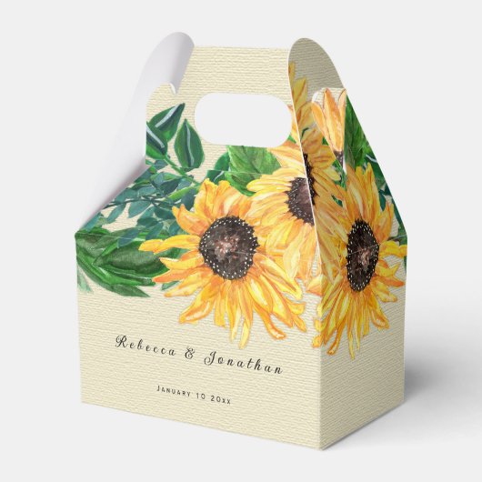 サンフラワーサンシャイン結婚式の引き出物ボックス フェイバーボックス (正面サイド)