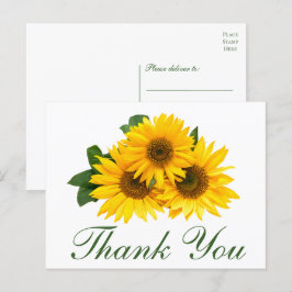 サンフラワーサンフラワーエレガントサンキュー黄結婚フローラ ポストカード