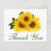 サンフラワーサンフラワーエレガントサンキュー黄結婚フローラ ポストカード (正面)