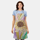 サンフラワーシェードカラフルメタリックアート付きエプロン エプロン (着用した状態)