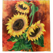 サンフラワーシャワーカーテン絵画の3つ シャワーカーテン (正面)