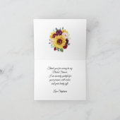 サンフラワージャースフローラネイビーブルーブライダルシャワー サンキューカード (内部)