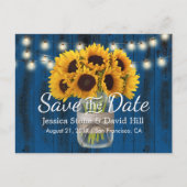 サンフラワージャール海軍ブルーバーンウェディング日付を保存 案内ポストカード (正面)