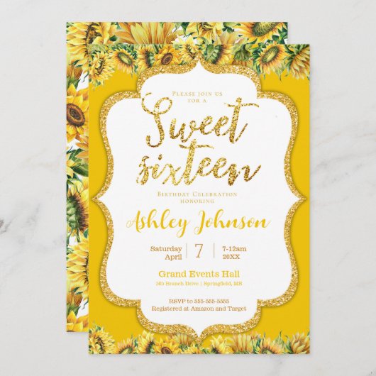 サンフラワースウィート16招待状 招待状 (正面/裏面)