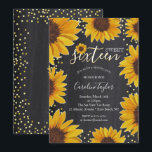 サンフラワースウィート16誕生日シャルボード 招待状<br><div class="desc">このデザインはかわいらし色彩の鮮やか、金ゴールドドットでアクセントされた黒板の背景に水色のひまわりを特徴とする。クリックカスタマイズボタンを使用すると、文字の変更やグラフィックスの移動をより柔軟に行うことができる。このデザインのバリエーションや調整製品は当店zazzle.com/doodlelulu*で入手できる。お連絡もし客様のマッチングデザインを作成するには、この製品を特定の製品に適用する必要ユニークがあります！6月2日までにDoodleLuluを見てくれてどうもありがとうバグデザイン!</div>