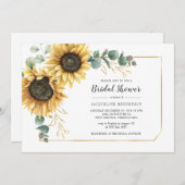 サンフラワースクリプトユーカリフローラブライダルシャワー 招待状 (正面/裏面)