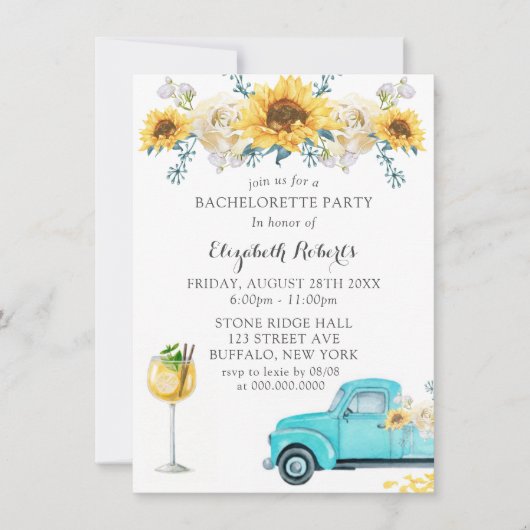 サンフラワーズアクアヴィンテージトラックバチェロレッテ 招待状 (正面)