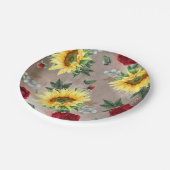サンフラワーズアンドバーガンディーレッドローズ素朴秋 ペーパープレート (アングル)