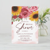 サンフラワーズアンドバーガンディーレッドローゼズブライダルシャワー 招待状 (スタンド正面)