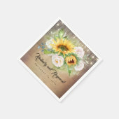 サンフラワーズアンドホワイトローズ素朴秋の結婚式 スタンダードカクテルナプキン (角)