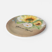 サンフラワーズアンドホワイトローズ素朴秋 ペーパープレート (アングル)