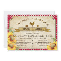 サンフラワーズアンドルースターピクニック結婚式招待状