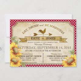 サンフラワーズアンドルースターピクニック結婚式招待状 招待状