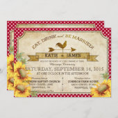 サンフラワーズアンドルースターピクニック結婚式招待状 招待状 (正面/裏面)