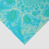 サンフラワーズイエローターコイズ抽象芸術アートデコパージュ 薄葉紙 (詳細)