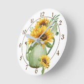 サンフラワーズインコーヒーポットピッチャーファームハウス ラウンド壁時計 (傾斜)