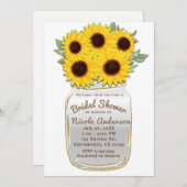 サンフラワーズインメイソンジャール素朴シックブライダルシャワー 招待状 (正面/裏面)