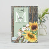 サンフラワーズイン開花素朴ウッドセージブライダルシャワー 招待状 (スタンド正面)