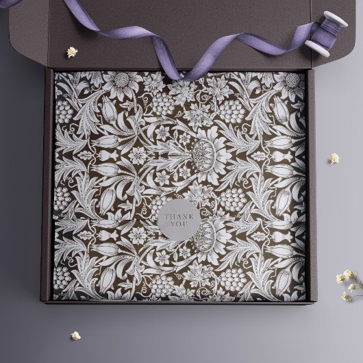 サンフラワーズウィリアムモリスパープルヴィンテージフローラ 薄葉紙