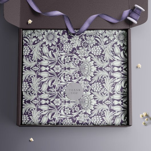 サンフラワーズウィリアムモリスパープルヴィンテージフローラ 薄葉紙