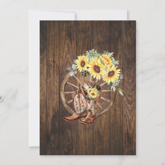 サンフラワーズウェスタンブライダルシャワーカントリーブーツ 招待状 (裏面)