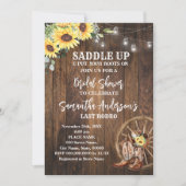 サンフラワーズウェスタン女性のカーボーイサドルアップブライダルシャワー 招待状 (正面)