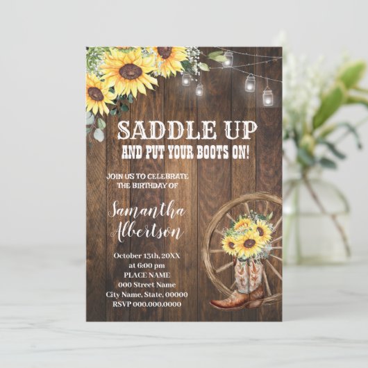 サンフラワーズウェスタン誕生日カントリーブーツ 招待状 (スタンド正面)