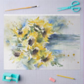 サンフラワーズウォーターカラーアートデクページティッシュペーパー 薄葉紙 (クラフト)