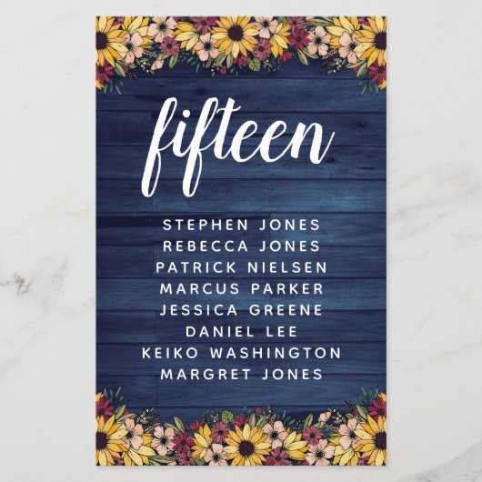 サンフラワーズウッドテーブル番号ゲスト名予算 (正面)