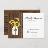 サンフラワーズウッドメイソンジャーRSVPカード 出欠カード (正面/裏面)