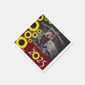 サンフラワーズカントリー卒業パーティーマルーン スタンダードカクテルナプキン (角)