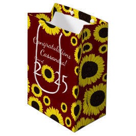 サンフラワーズカントリー卒業パーティーマルーン ミディアムペーパーバッグ