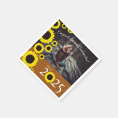 サンフラワーズカントリー卒業パーティーラストオレンジ スタンダードカクテルナプキン (角)