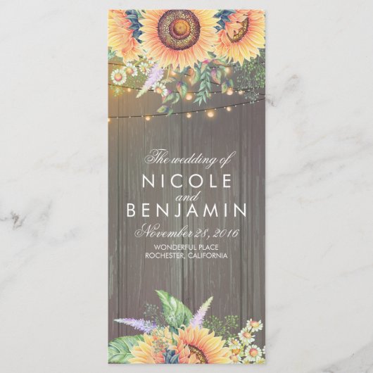 サンフラワーズカントリー素朴バーン結婚式 プログラム (正面)