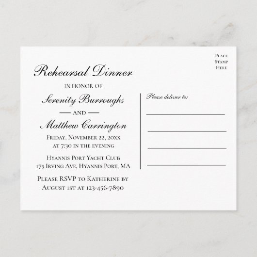 サンフラワーズカントリー結婚フローラのリハーサルディナー インビテーションポストカード (裏面)