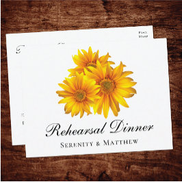 サンフラワーズカントリー結婚フローラのリハーサルディナー インビテーションポストカード