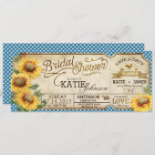 サンフラワーズギンガムカントリーピクニックブライダルシャワー 招待状 (正面/裏面)
